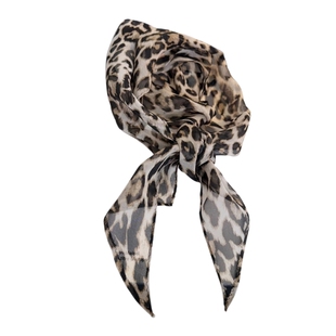 2026时髦豹纹100%真丝细窄丝巾女春夏亲肤乔其纱飘带发带送礼腰带