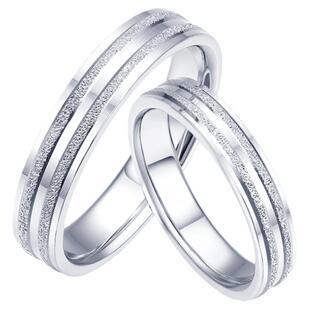 周大生铂金情侣对戒pt950白金磨砂素圈指环戒指生日礼物【刻字】