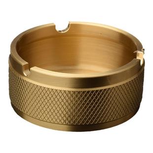 祝融烟具黄铜一体铸造烟灰缸个性创意北欧家居带烟槽烟灰带盖把玩