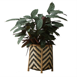 异丽创意草编花盆手工编织藤编花筐竹编篮子手提干花装饰花篮摆件