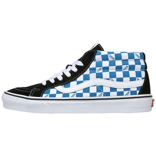 VANS/范斯官方正品男女鞋 SK8-MID 蓝白棋盘格中帮休闲板鞋
