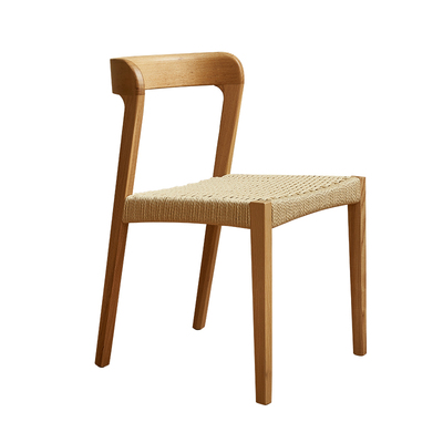 法式中复古设计师实木藤编餐椅咖啡可叠放绳编织靠背卧室化妆凳子