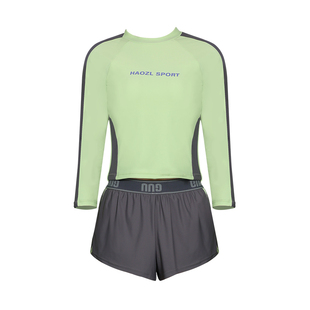 分体泳衣女新款初学者游泳馆专用运动训练平角泳装长袖防晒游泳衣