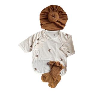 0一3月婴儿半背衣夏季薄款透气新生儿衣服52码和尚服a类上衣59码