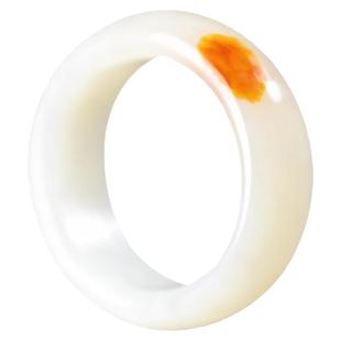 景禾 和田玉籽料洒金皮戒指男玉石扳指戒圈女款籽玉指环尾戒素圈