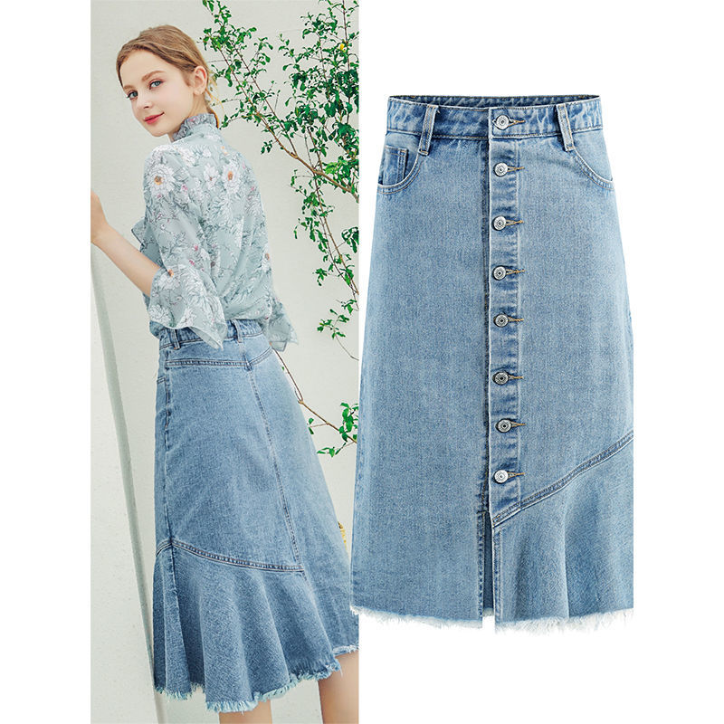 Denim skirt 2019 new pattern Lotus leaf Easy Paige cowboy fish tail skirt Mid length version A word skirtin the Women's clothing/Boutique , Skirts  category - from Buy2taobao.com to provide professional Taobao agent buy service