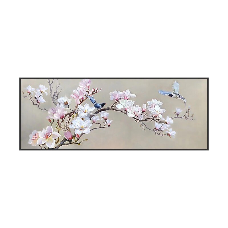 玉兰花大芬村油画花鸟装饰画挂画中式横版沙发背景墙纯新客厅