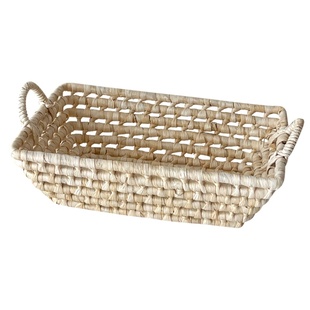 田园风玉米皮手工编织收纳篮家用桌面零食杂物手提收纳筐置物篮