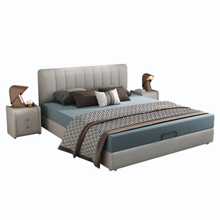 科技布床北欧布艺床可拆洗简约现代双人1.8米小户型布床主卧储物