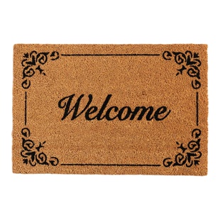 印度进口椰壳门垫美式welcome欢迎入户门进门口抗污耐脏除尘地垫