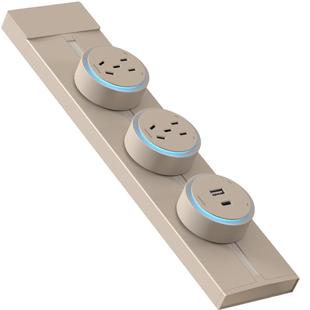 木林森轨道插座移动滑轨家用厨房电力导轨滑道磁吸明装插排餐边柜