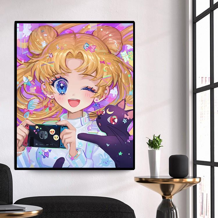 卡通女孩钻石画满钻新款2025美少女战士小幅手工点贴钻十字绣卧室