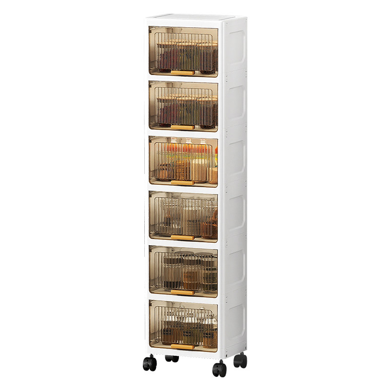 浴室夹缝收纳柜翻盖式家用厨房收纳箱塑料零食置物架储物床头柜子