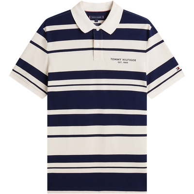 Tommy男装珠地网眼条纹短袖POLO