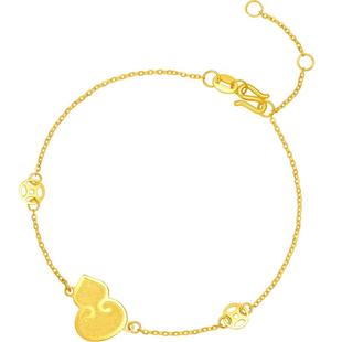 周六福黄金手链可调节女计价足金5G金福运葫芦手串手饰新年礼物