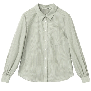 布景长袖衬衫女春季新品通勤简约翻领宽松莱赛尔格子衬衣1052