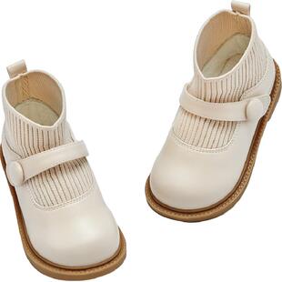 戴维贝拉儿童靴子女童短靴马丁靴秋冬新款宝宝鞋子皮靴