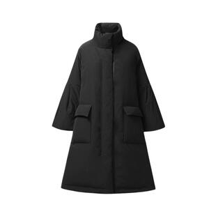 sdeer圣迪奥冬季女装时尚立领宽松茧型喇叭袖羽绒服S24483105