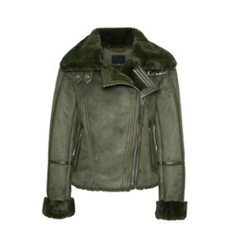 麂皮绒翻毛领百搭风机车服新品