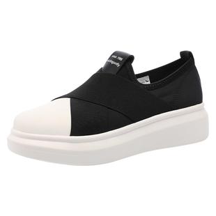 红蜻蜓女鞋春季新款鞋子运动休闲一脚蹬板鞋女款厚底增高弹力布鞋