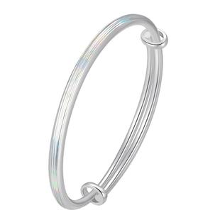 周大生七彩拉丝S990足银手镯女设计感推拉镯简爱款生日礼物送女友