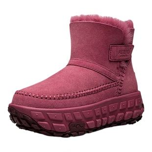 AUMU澳洲羊皮毛一体雪地靴女轮胎厚底加绒保暖中筒靴2025冬季新品