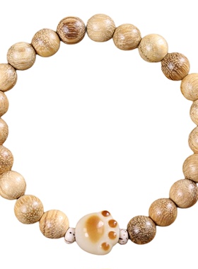 原创奶香木炭烧猫爪菩提子手链