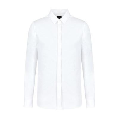 阿玛尼男士微弹纯棉翻领长袖衬衫