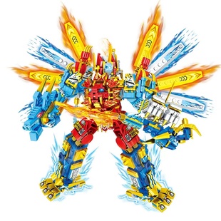 乐迪拼7083幻影忍者狮王蟠龙巨象神兽合体三头神龙战神组装积木6+