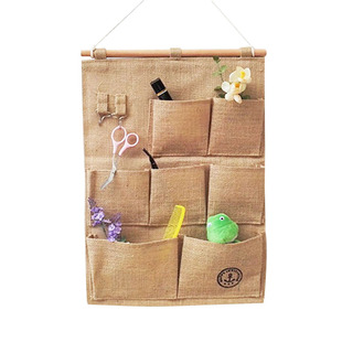 黄麻壁挂抽纸盒多层布艺置物袋墙上门后储物袋宿舍寝室收纳袋挂袋