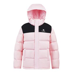 骆驼黑钻5PLUS女装短款羽绒服冬新款宽松连帽保暖羽绒外套面包服