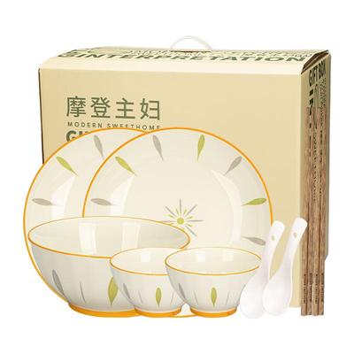 摩登主妇青木釉下彩餐具碗碟套装