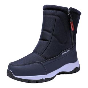 冬季新款加厚雪地靴男防水加绒东北旅游大棉鞋男防滑休闲中筒棉靴