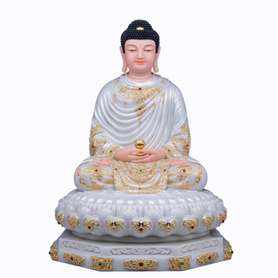 释迦成道佛坐像家用佛堂礼佛摆件释迦摩尼佛如来佛祖中式摆件三宝