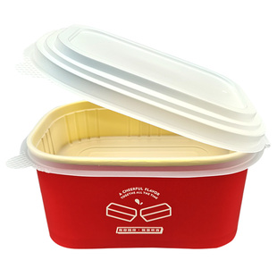 双层一次性外卖快餐盒长方形金箔方盒带盖饭菜分离红色内托打包盒