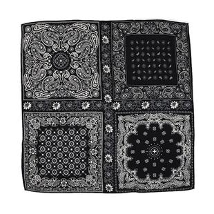 福利 中古爆款太好搭配 黑白小花雅致百搭真丝羊毛中方巾丝巾围巾