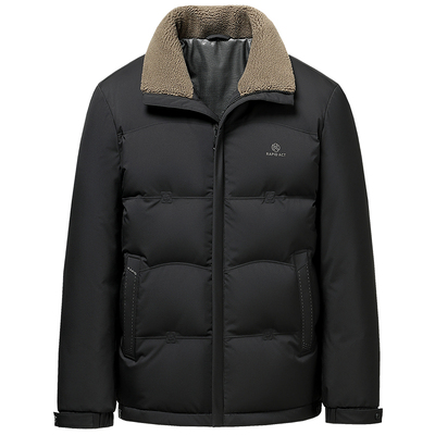 爸爸冬装羊毛翻领羽绒服