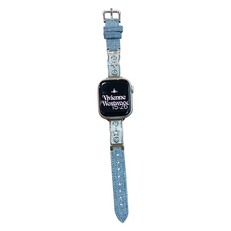细款手镯式金属拼牛仔iwatch表带