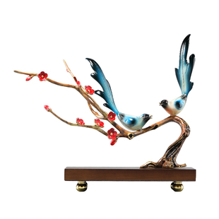 大明铜匠双喜临门喜鹊摆件客厅玄关装饰品乔迁新居结婚礼物送新人