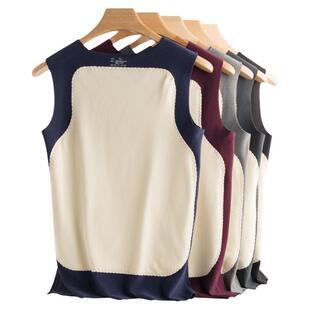 无痕德绒保暖背心男加绒加厚内穿磨毛发热打底马甲德荣绒秋冬季