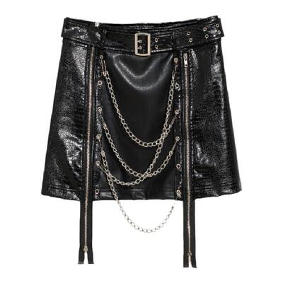 morbid鳄鱼纹拼接拉链链条别针