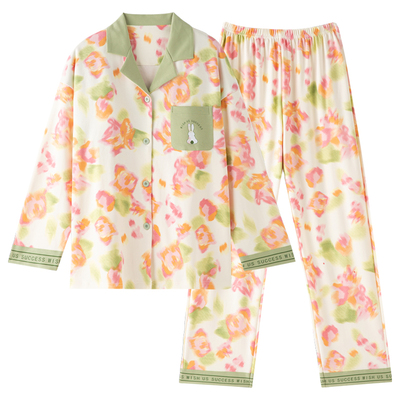 带胸垫睡衣女士春秋款纯棉家居服