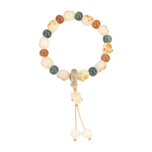 敦煌菩提猫爪手串小锦梨炭烧猫咪白玉菩提子盘玩佛珠手链绕指柔