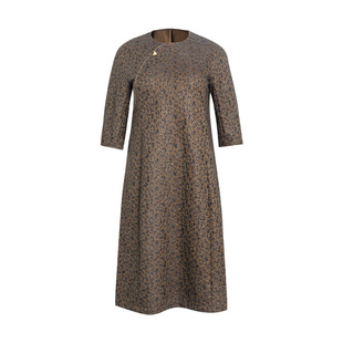 【蕾丝绣花金线复合面料】美丽客栈新中式七分袖连衣裙女大码女装