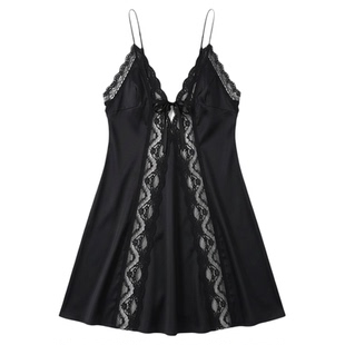 真丝睡衣法式轻奢高级性感纯欲风女款夏季荡领短裙露背吊带睡裙