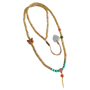 天然和田玉糖玉珠链新中式挂链万用项链平安扣吊坠绳八宝罗盘绳子