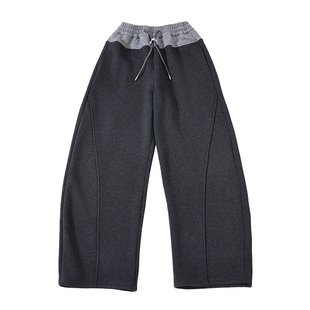 胖女童加绒弯刀裤儿童秋冬加肥大码高腰直筒一体绒运动裤大童裤子