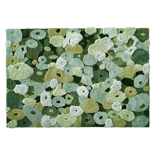 森系客厅地毯奶油风儿童卧室小清新床边毯可爱毛绒田园风绿色地垫