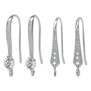 925纯银耳环镶钻耳钩手工DIY配件女小众设计感高级轻奢耳钉耳饰品