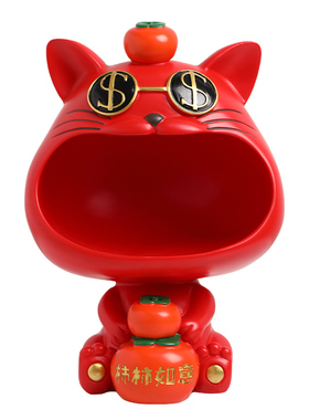 炫风新年招财猫玄关钥匙收纳摆件